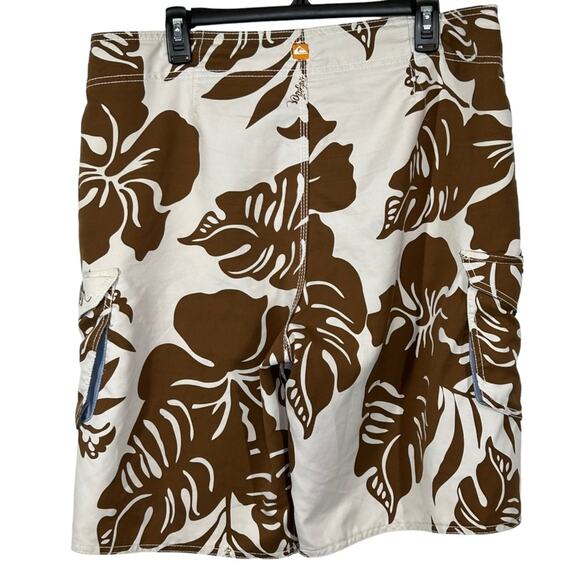Quiksilver Men's Unlined Swim Trunks Size 36 Brown Leaf Print - Picture 10 of 16